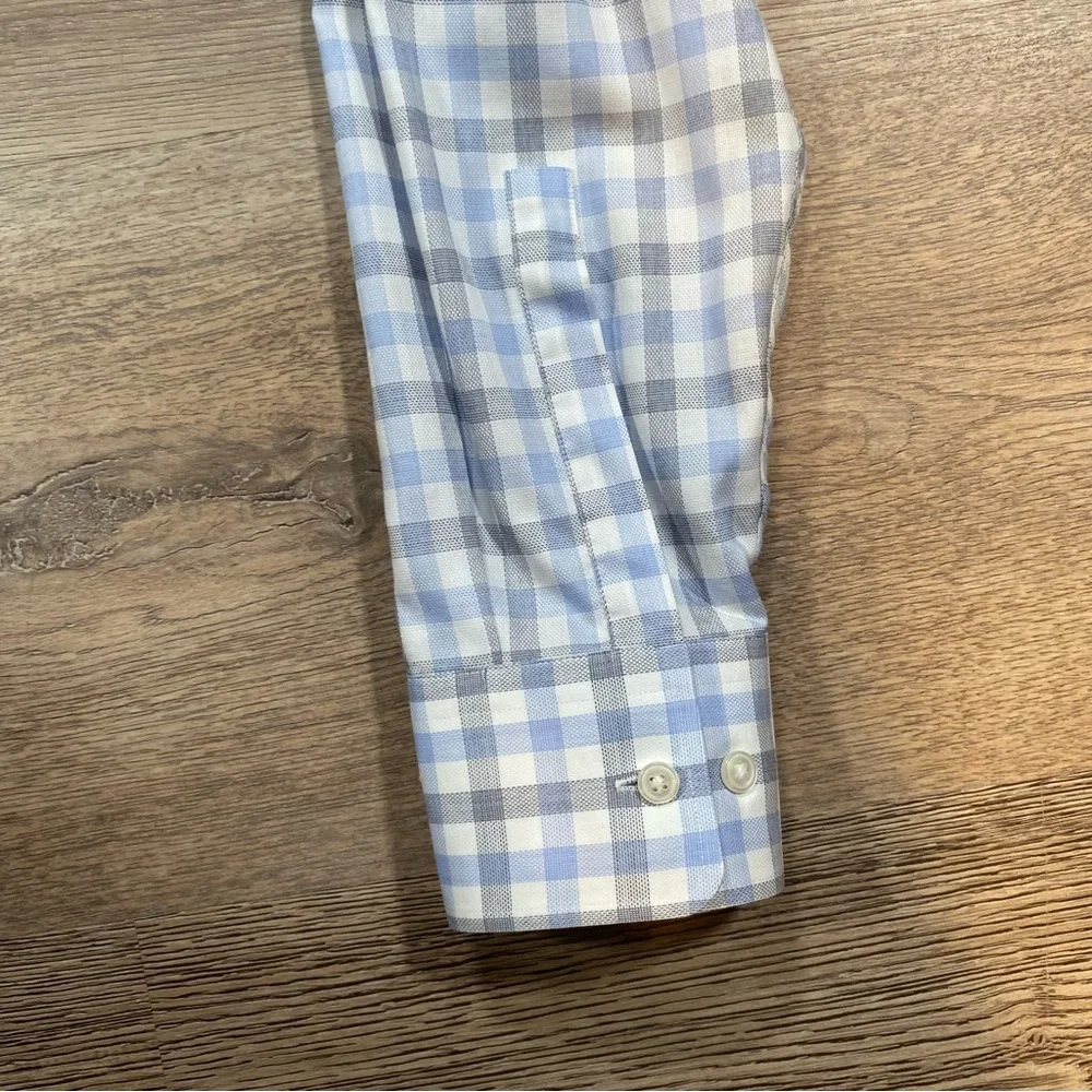 Hugo Boss Men's Dress Shirt Checkered Long Sleeve 16 1/2 34/35 Sharp Fit Blue - Picture 8 of 16